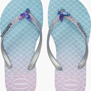 Havaianas Girls Mermaid flip flop Sandals - teal/purple - size 13C/1Y